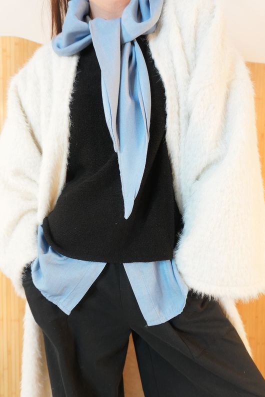 Holland Shaggy Longline Duster Jacket Ecru /7=